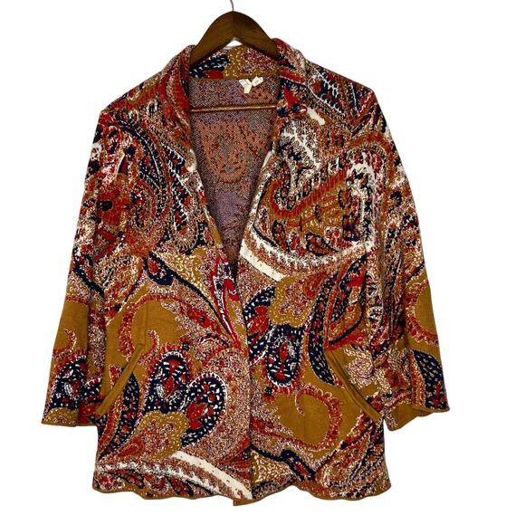 Anthropologie Sweaters - Anthropologie Moth Women’s Cardigan Sweater Large Brown Paisley Open Front Boho